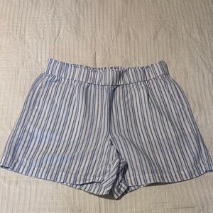 Talbots Blue and White Striped Nantucket Pull-On Paperbag Shorts 5”